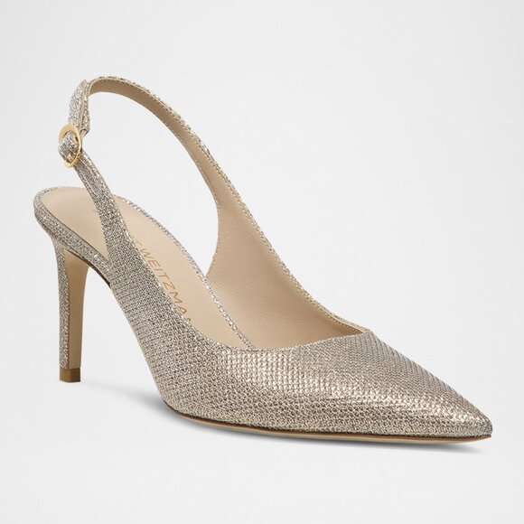 Stuart Weitzman "Stuart Power" metallic cotton pumps - Picture 2 of 4